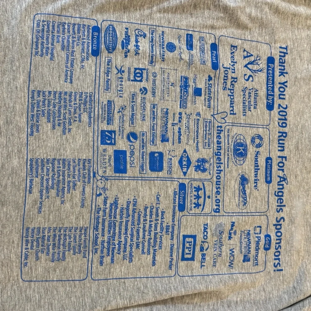 Run For Angels & Chicken Q 2/2/2019 Gray Long Sleeve Graphic Tee - Picture 7 of 12